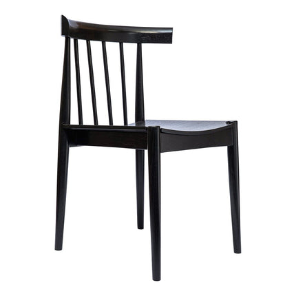 Black Solid Wood and Wood Slat Back Dining Side Chair HomeRoots