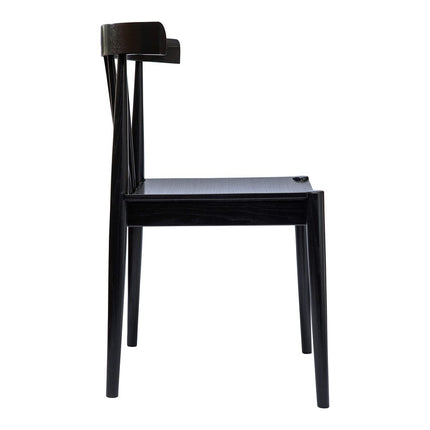 Black Solid Wood and Wood Slat Back Dining Side Chair HomeRoots