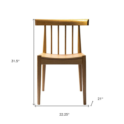 Natural Wood Slat Back Dining Side Chair HomeRoots