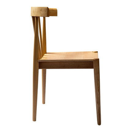 Natural Wood Slat Back Dining Side Chair HomeRoots