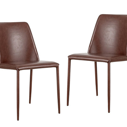 Set of Two Maroon Faux Leather Dining Side Chairs HomeRoots