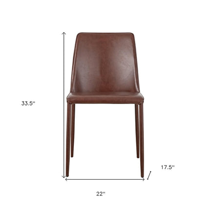 Set of Two Maroon Faux Leather Dining Side Chairs HomeRoots