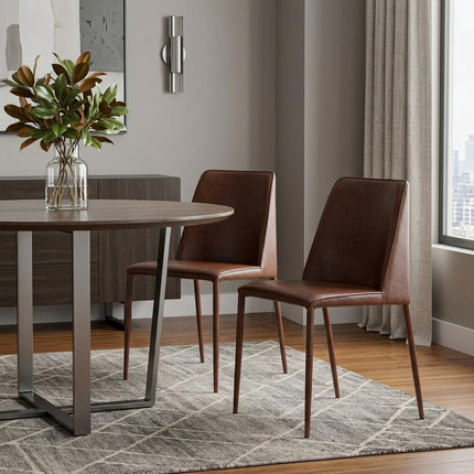 Set of Two Maroon Faux Leather Dining Side Chairs HomeRoots