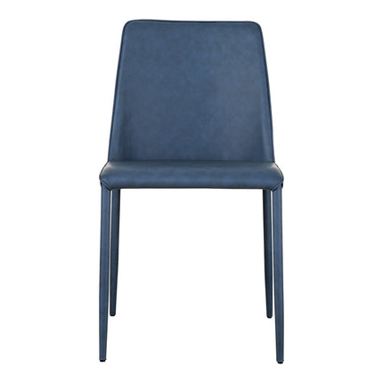 Set of Two Blue Faux Leather Dining Side Chairs HomeRoots