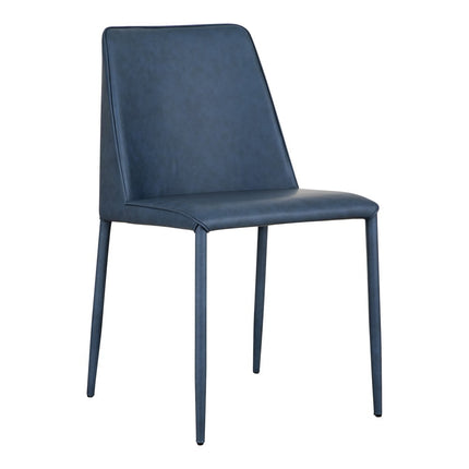 Set of Two Blue Faux Leather Dining Side Chairs HomeRoots