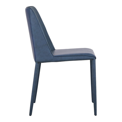 Set of Two Blue Faux Leather Dining Side Chairs HomeRoots