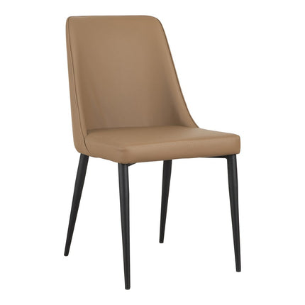 Set of Two Tan and Black Faux Leather Dining Side Chairs HomeRoots