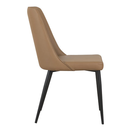 Set of Two Tan and Black Faux Leather Dining Side Chairs HomeRoots
