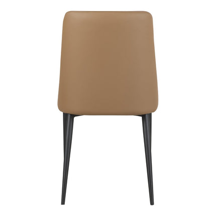 Set of Two Tan and Black Faux Leather Dining Side Chairs HomeRoots