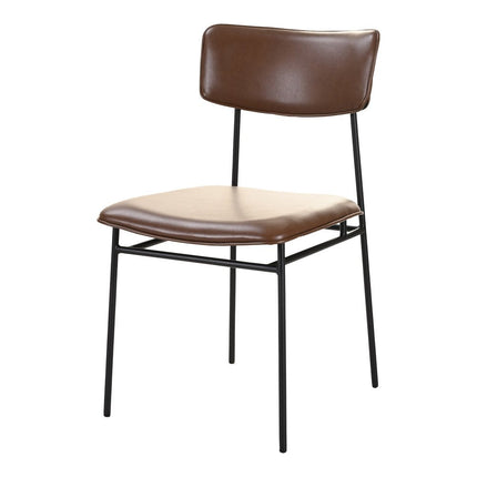 Set of Two Dark Brown and Black Leather Open Back Dining Side Chairs HomeRoots
