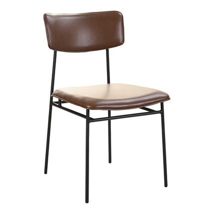 Set of Two Dark Brown and Black Leather Open Back Dining Side Chairs HomeRoots