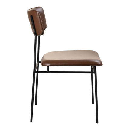 Set of Two Dark Brown and Black Leather Open Back Dining Side Chairs HomeRoots