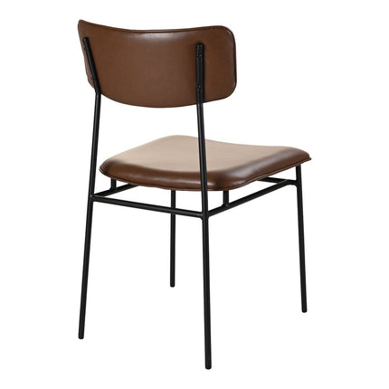 Set of Two Dark Brown and Black Leather Open Back Dining Side Chairs HomeRoots