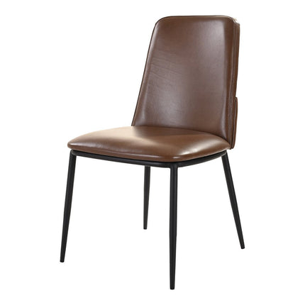 Set of Two Brown and Black Leather Dining Side Chairs HomeRoots