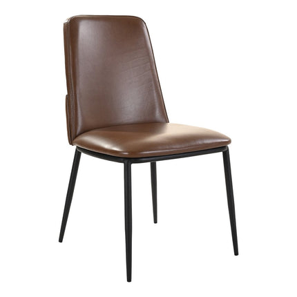 Set of Two Brown and Black Leather Dining Side Chairs HomeRoots