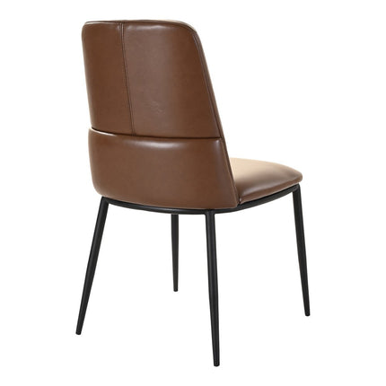 Set of Two Brown and Black Leather Dining Side Chairs HomeRoots
