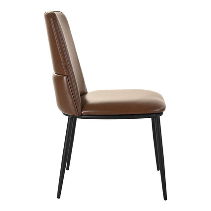 Set of Two Brown and Black Leather Dining Side Chairs HomeRoots