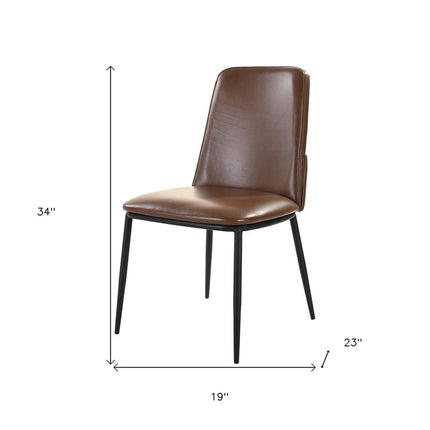 Set of Two Brown and Black Leather Dining Side Chairs HomeRoots