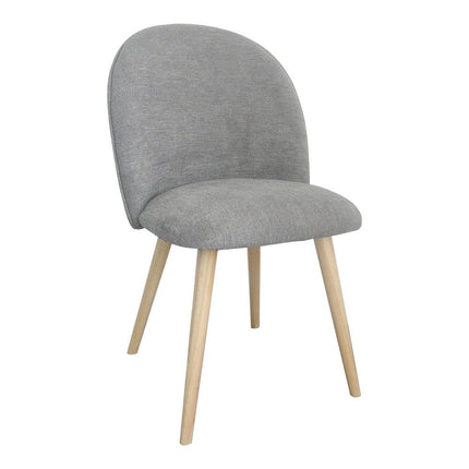 Set of Two Gray and Natural Fabric Dining Side Chairs HomeRoots