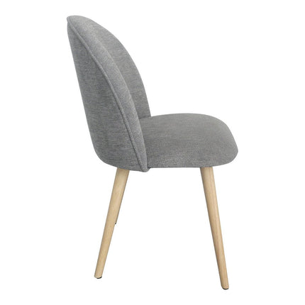 Set of Two Gray and Natural Fabric Dining Side Chairs HomeRoots