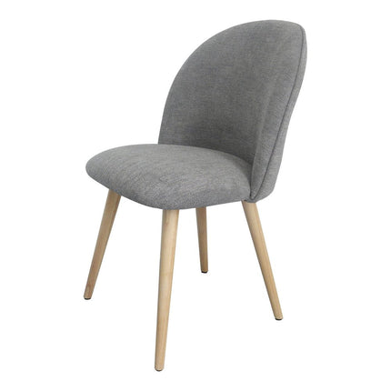 Set of Two Gray and Natural Fabric Dining Side Chairs HomeRoots