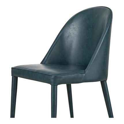 Set of Two Blue Faux Leather Dining Side Chairs HomeRoots