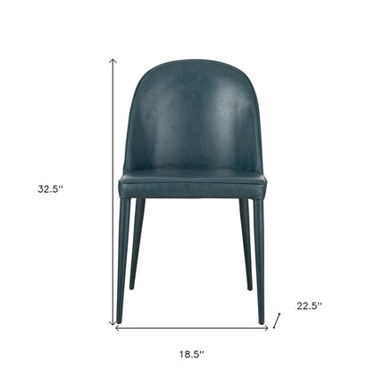 Set of Two Blue Faux Leather Dining Side Chairs HomeRoots
