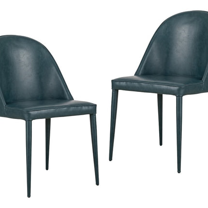 Set of Two Blue Faux Leather Dining Side Chairs HomeRoots