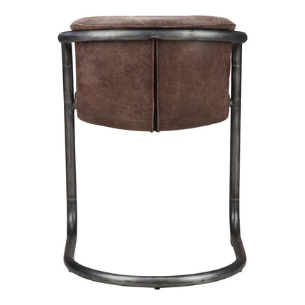 Set of Two Brown and Silver Leather Dining Arm Chairs HomeRoots