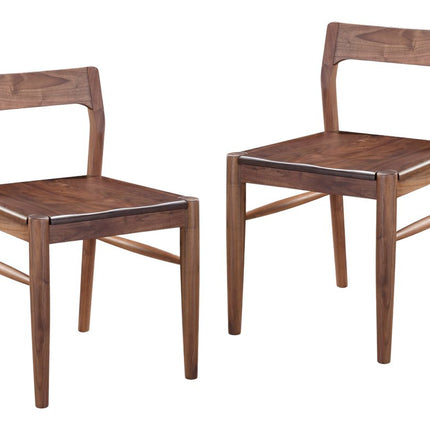 Set of Two Brown Solid Wood Open Back Dining Side Chairs HomeRoots