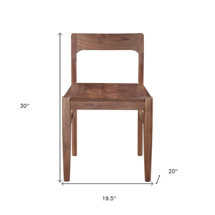 Set of Two Brown Solid Wood Open Back Dining Side Chairs HomeRoots