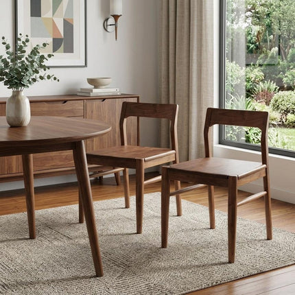 Set of Two Brown Solid Wood Open Back Dining Side Chairs HomeRoots