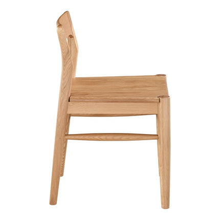 Set of Two Natural Solid Wood Open Back Dining Side Chairs HomeRoots