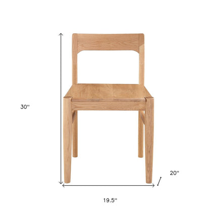 Set of Two Natural Solid Wood Open Back Dining Side Chairs HomeRoots
