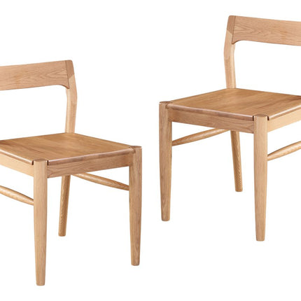 Set of Two Natural Solid Wood Open Back Dining Side Chairs HomeRoots