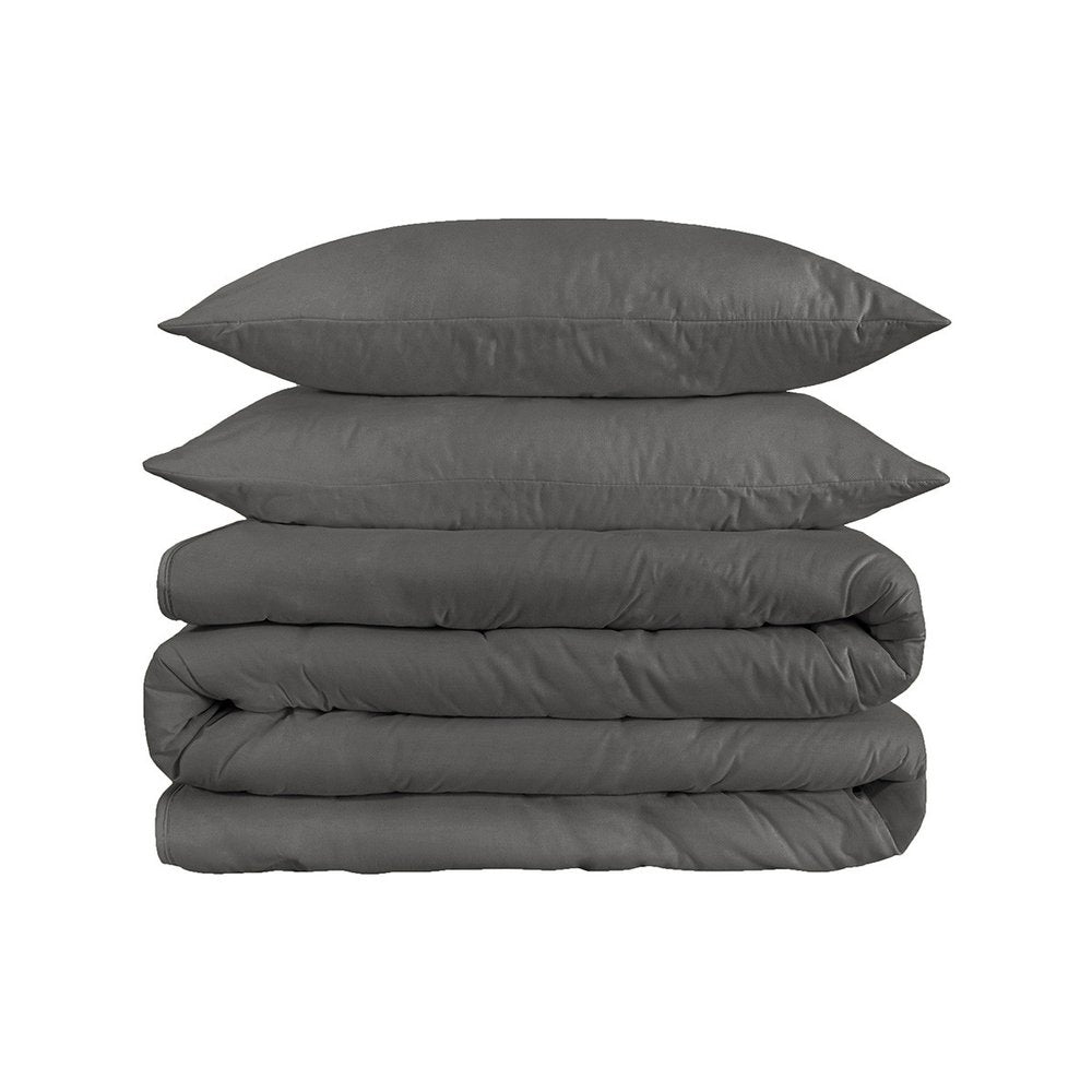 Charcoal Queen Cotton Blend 1200 Thread Count Washable Duvet Cover Set