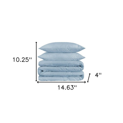 Light Blue King Cotton Washable Duvet Cover Set