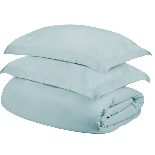 Light Blue Queen Cotton Blend 300 Thread Count Washable Duvet Cover Set HomeRoots