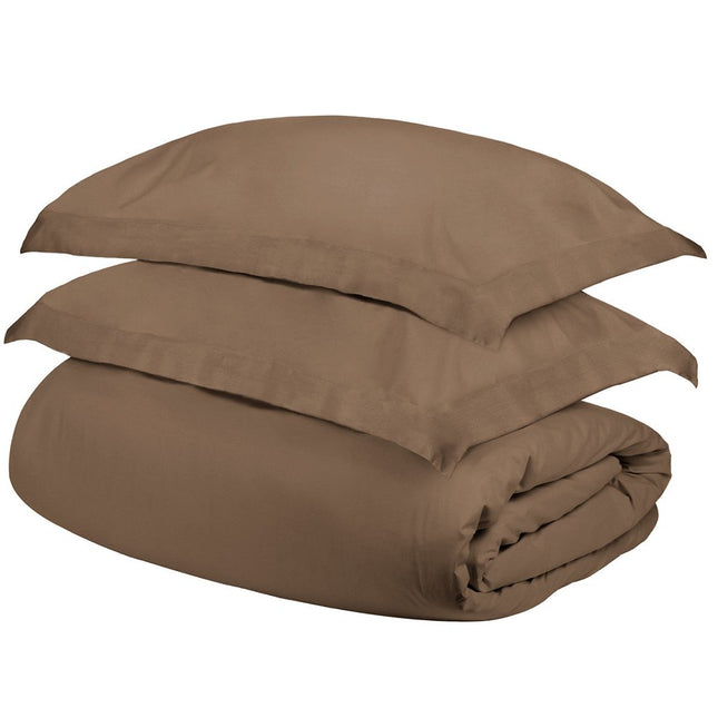 Taupe Twin Cotton Blend 300 Thread Count Washable Duvet Cover Set HomeRoots