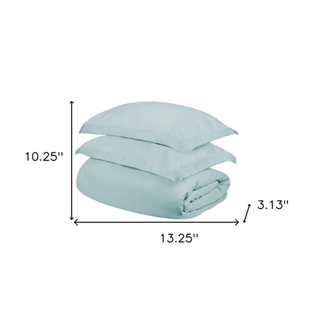 Light Blue King Cotton Washable Duvet Cover Set