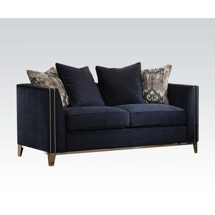ACME 52831 Phaedra Loveseat with 4 Pillows, Blue Fabric