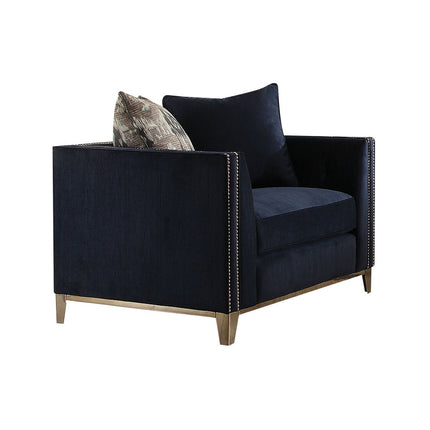 ACME 52832 Phaedra Chair with 2 Pillows, Blue Fabric