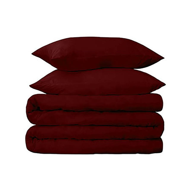 Burgundy Twin Cotton Blend 650 Thread Count Washable Duvet Cover Set HomeRoots