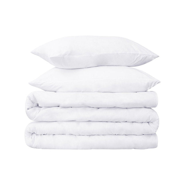 White Twin Cotton Washable Duvet Cover Set