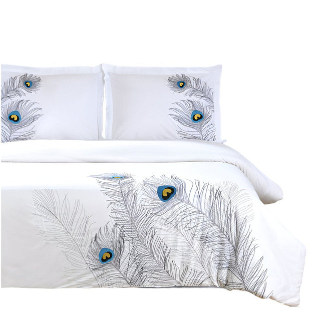Blue and White King 100% Cotton 200 Thread Count Washable Duvet Cover Set HomeRoots