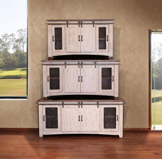 70" White Solid Wood Cabinet Enclosed Storage Distressed TV Stand HomeRoots