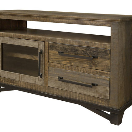 51" Brown Solid Wood Cabinet Enclosed Storage Distressed TV Stand HomeRoots