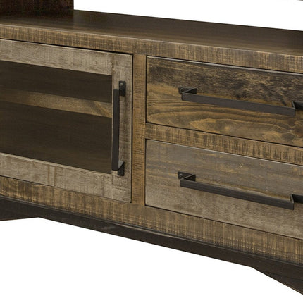 51" Brown Solid Wood Cabinet Enclosed Storage Distressed TV Stand HomeRoots