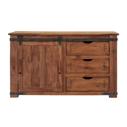 50" Brown Solid Wood Enclosed Storage Distressed TV Stand HomeRoots