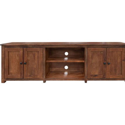 93" Brown Solid Wood Cabinet Enclosed Storage Distressed TV Stand HomeRoots